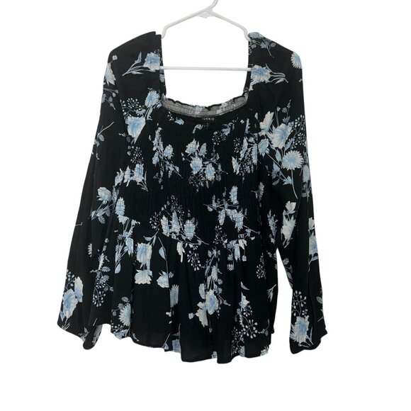 Torrid Floral Print Peplum Top Womens Plus Size 3 Smocked Square Neck - Picture 11 of 13